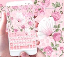 Pink Flower Keyboard Theme poster