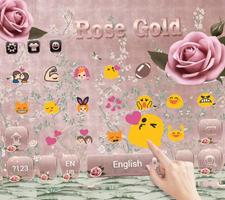 Rose Gold Theme for Keyboard Pink Gold Flower syot layar 2