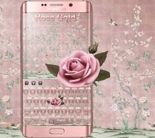 Rose Gold Theme for Keyboard Pink Gold Flower syot layar 3