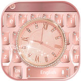 Diamante Rosa oro Watch tema para el teclado icono