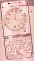 玫瑰金钻石腕表键盘主题 玫瑰金壁纸 钻石玫瑰金手表 海报