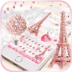 Pink Paris Rose Keyboard Theme - Rose EiffelTower APK download