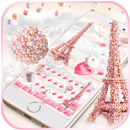 梦幻巴黎铁塔键盘主题 梦中粉色玫瑰花巴黎 pink paris APK