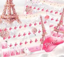 Pink Paris Rose Keyboard Theme - Rose EiffelTower اسکرین شاٹ 2