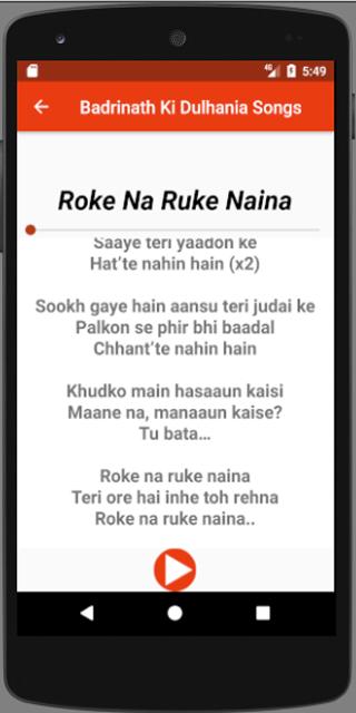 Lyrics Roke Na Ruke Naina APK for Android Download