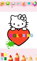 Kids Coloring Book For Kitty Cat Affiche