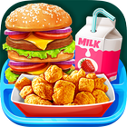 School Lunch Food - Burger, Popcorn Chicken & Milk أيقونة