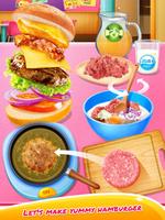 School Lunch Food - Burger, Popcorn Chicken & Milk الملصق