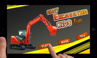 Heavy excavator kids Fun Affiche