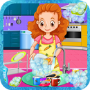 Girls House Dish Washing Kitch APK