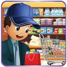 Supermarket boy food shopping Zeichen