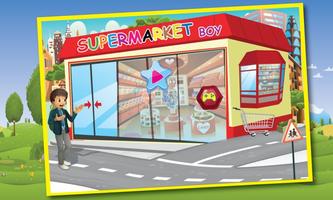 Supermarket boy food shopping poster