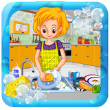 House Dish Washing Kitchen Clean up: Cleaning Sim icône