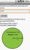 Circumference & Area of Circle capture d'écran 1