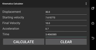 برنامه‌نما Kinematics Calculator عکس از صفحه