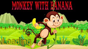 Monkey With Banana Affiche