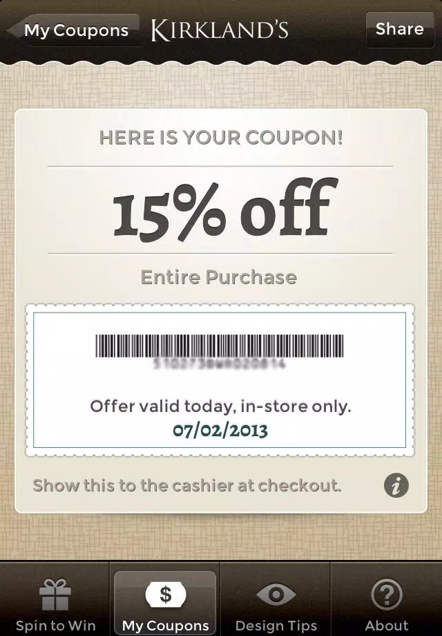Kirklands coupon spin to win