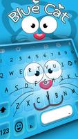 Emoji Keyboard - Blue Cat Theme-poster