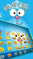 Emoji Keyboard - Blue Cat Theme скриншот 2