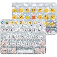 Silver Diamond Emoji Keyboard Wallpaper