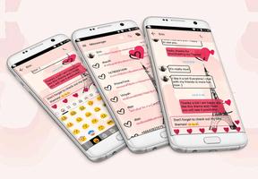 SMS Messages Paris Pink Theme الملصق
