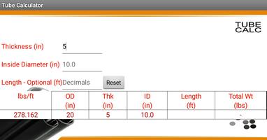 برنامه‌نما Metal Tube Calculators عکس از صفحه