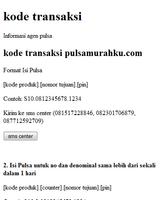 1 Schermata kode transaksi agen pulsa