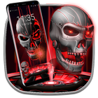 3D Red skull - lock  theme ícone