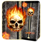 Fire Skull Zipper Lock Theme ícone