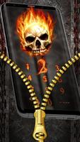 Fire Skull Zipper Lock Theme imagem de tela 1