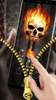 Fire Skull Zipper Lock Theme imagem de tela 2