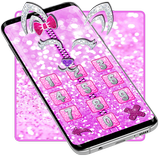Icona Pink Shiny Kitty Zipper Lock