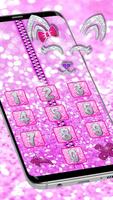 Pink Shiny Kitty Zipper Lock Ekran Görüntüsü 1