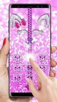 Pink Shiny Kitty Zipper Lock اسکرین شاٹ 2