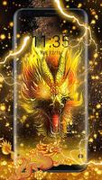 3D Gold Dragon  Lock Theme پوسٹر