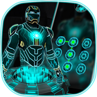 3D Tech Neon Hero - lock theme icône