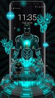 3D Tech Neon Hero - lock theme Affiche