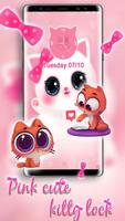 Tema layar kunci Kucing Pink Lucu poster