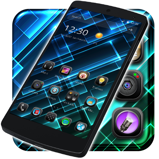 Tema di vetro blu Fun Launcher