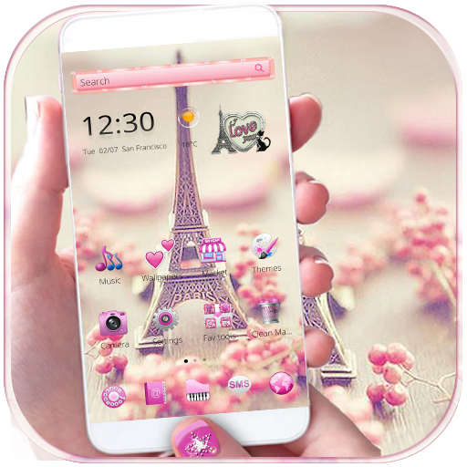 粉色巴黎鐵塔桌面主題