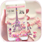 粉色巴黎铁塔桌面主题 图标