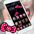 Cute Cat Theme Pink Bowknot Kitty Head Icons