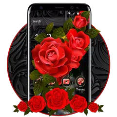 Luxury Black Red Rose Theme APK 下載