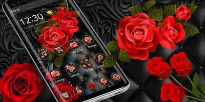 Luxury Black Red Rose Theme ảnh chụp màn hình 3