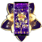 Golden Purple Flower Theme أيقونة