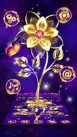 Luxury Golden Purple Flower Affiche