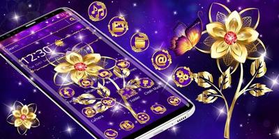 برنامه‌نما Luxury Golden Purple Flower عکس از صفحه