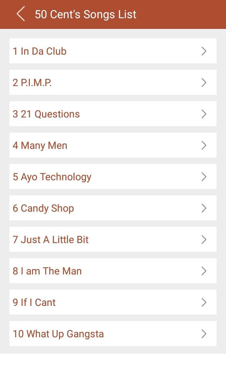 Hit 50 Cent S Songs Lyrics Pour Android Telechargez L Apk