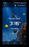 LED Clock with Aquarium LWP पोस्टर