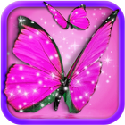 Pink Butterfly Live Wallpaper icône